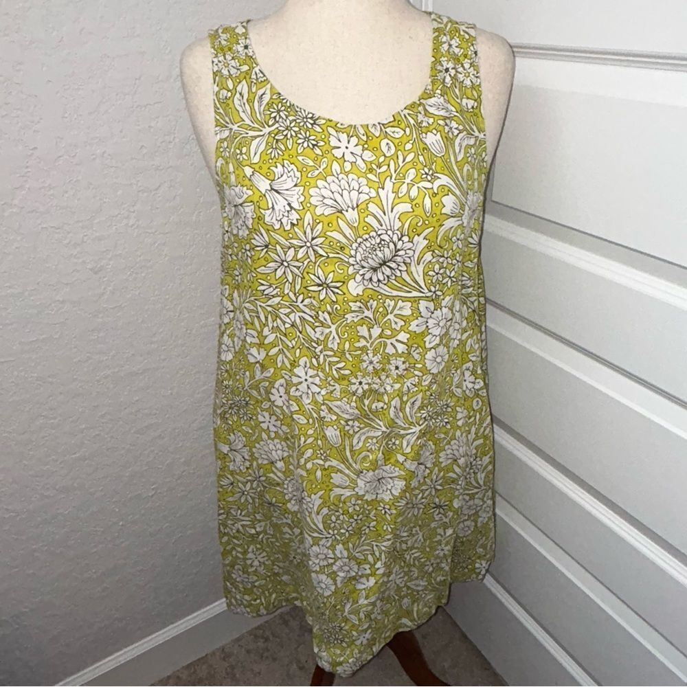 Rachel Ashwell Floral Print Sleeveless A-Line Tunic Linen Dress